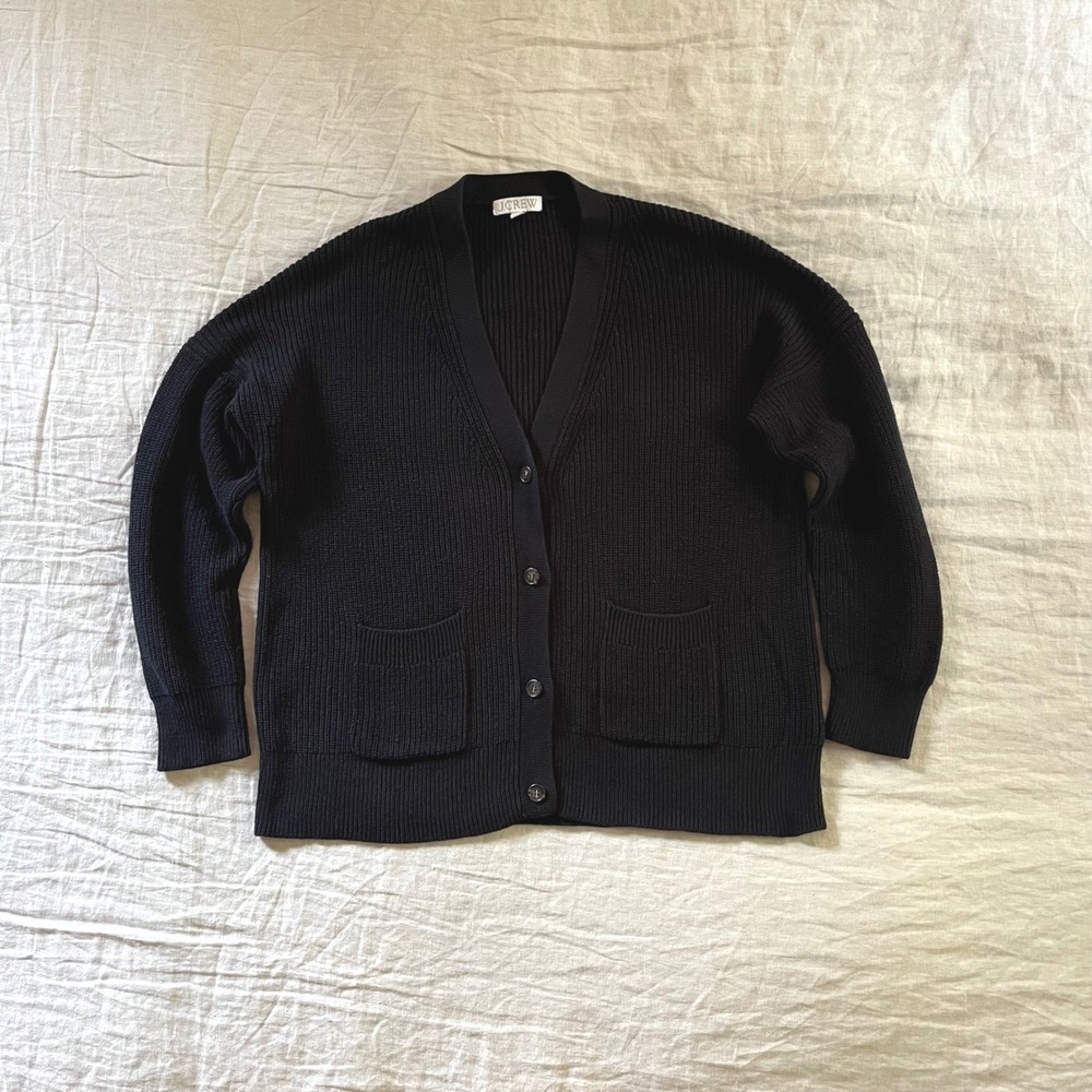J.Crew Cotton/Cashmere Cardigan Womens M Black